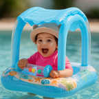 Bouée Bébé Gonflable TrioNest™ SPLASHITO™ | Toit Anti-UV 99%, Pompe Incluse, Certifiée CE | 0-3 Ans Mon Adorable Bébé