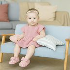 Chaussure Bébé Fille Coton 0-18 Mois – Nœud Papillon, Fermeture Zip, Respirant, Lavable 30° | BowStep by TrioNest™ Mon Adorable Bébé