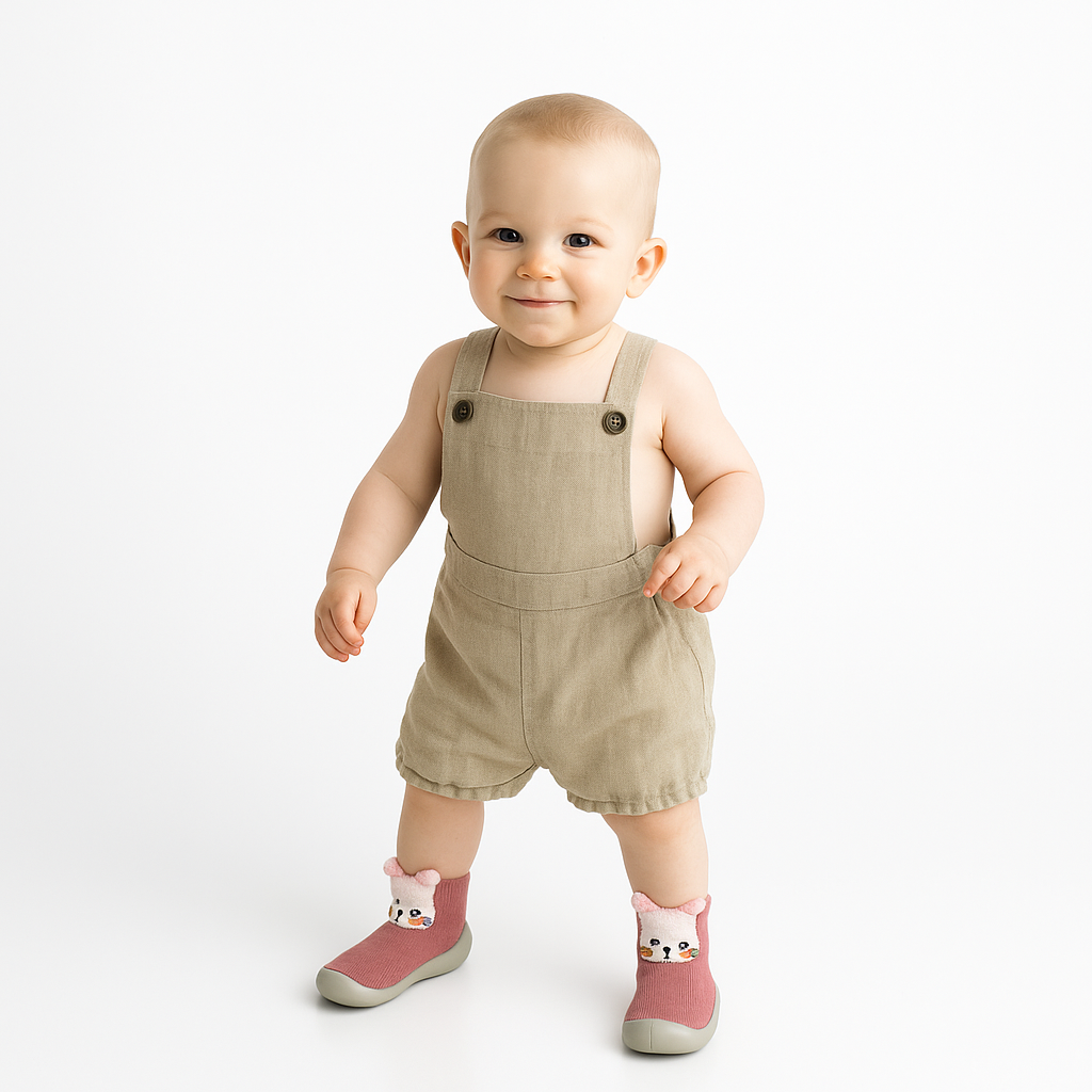 Chaussure Bébé Marche Motifs Animaux 6 Mois-3 Ans – Coton, Semelle TPE Antidérapante, Lavable | ZooWalk by TrioNest™ Mon Adorable Bébé