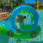 Bouée Bébé Voiture AquaDrive™ – Ombrelle Anti-UV, Volant Interactif & Flotteurs Stables 3-6 Ans | TrioNest™ Mon Adorable Bébé