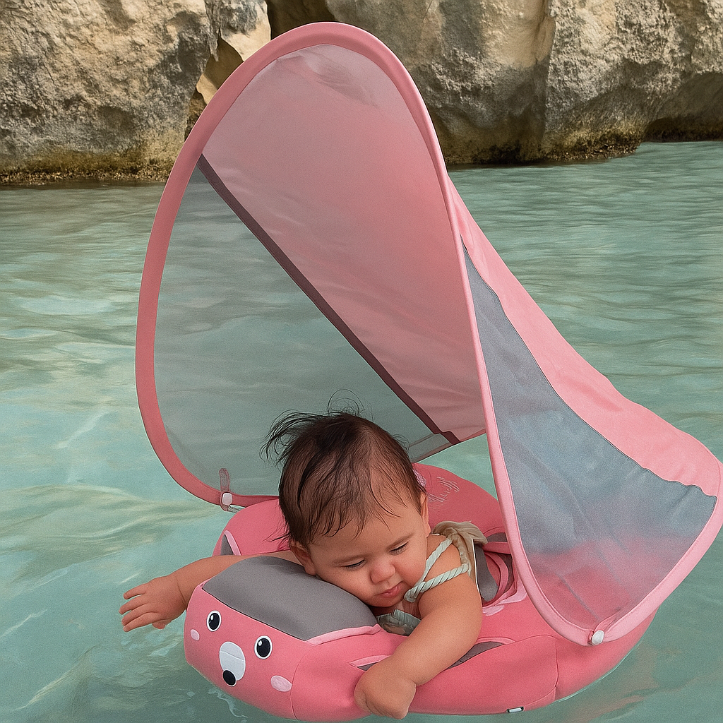 Bouée à Ombrelle Bébé Anti-UV – Siège Ergonomique Apprentissage Natation 6 Mois+ | TrioNest™ mon adorable bebe
