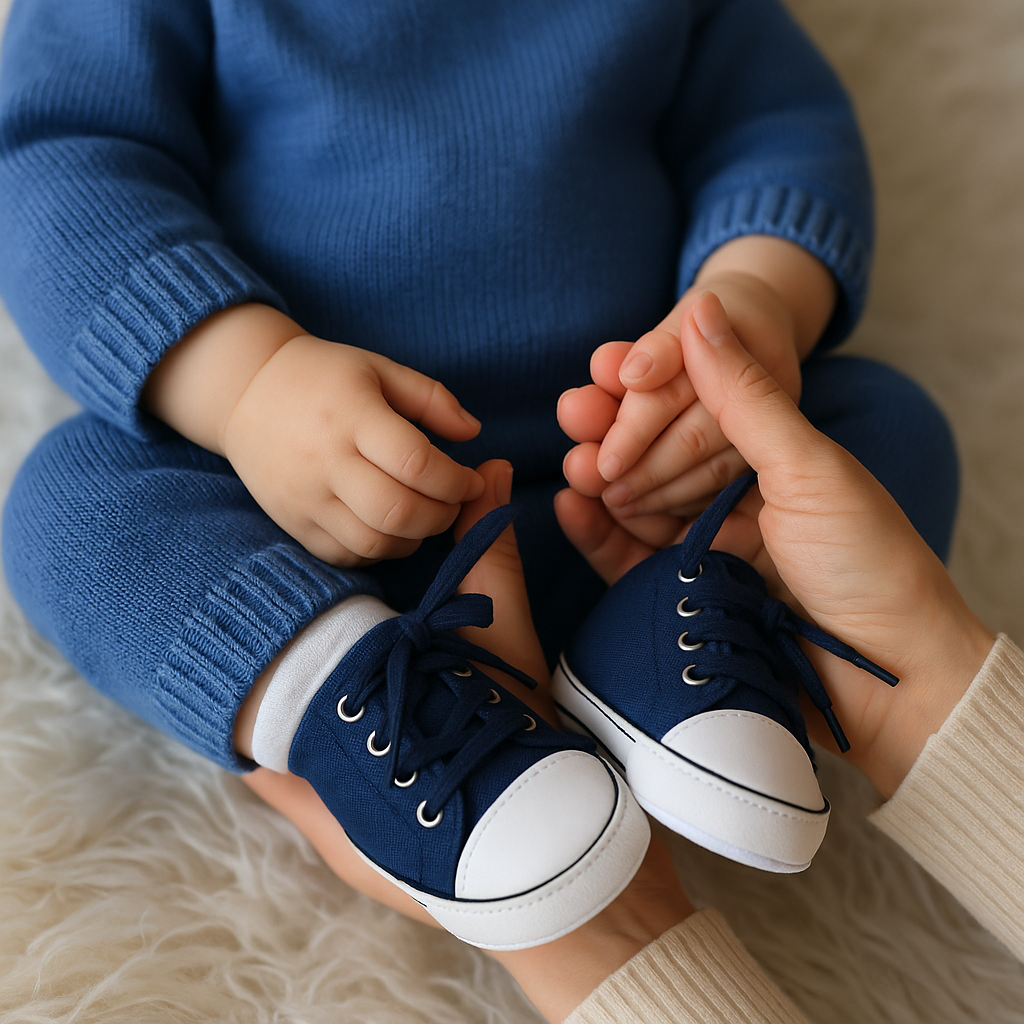 Chaussure Bébé Premier Pas en Toile 0-18 Mois – Canvas Respirant, Semelle Antidérapante, Lacets | CanvasStep by TrioNest™ Mon Adorable Bébé