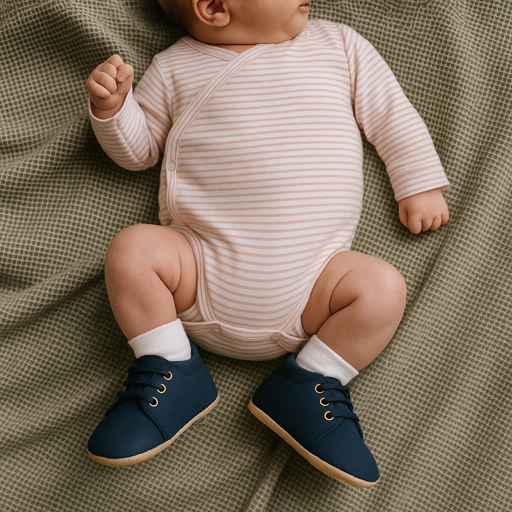 Chaussure Bébé Cuir Solide 0-18 Mois – Semelle PU Renforcée, Lacets, Design Classique, Cadeau | LeatherStep by TrioNest™ Mon Adorable Bébé