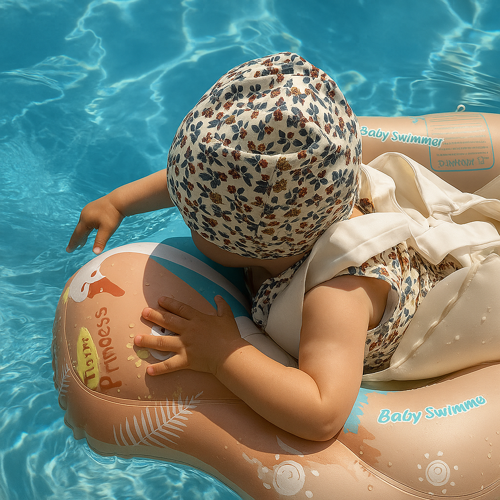 Bouée Gonflable à Ombrelle Anti-UV pour Bébé – 5 Points d'Attache, Pliable, 3 Mois-6 Ans, Piscine & Mer | Sunsplash by TrioNest™ mon adorable bebe