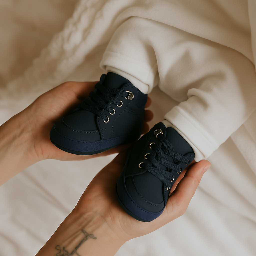 Chaussure Bébé Cuir PU 0-18 Mois – Semelle Coton Antidérapante, Lacets, Légère, Toutes Saisons | PureLeather by TrioNest™ Mon Adorable Bébé
