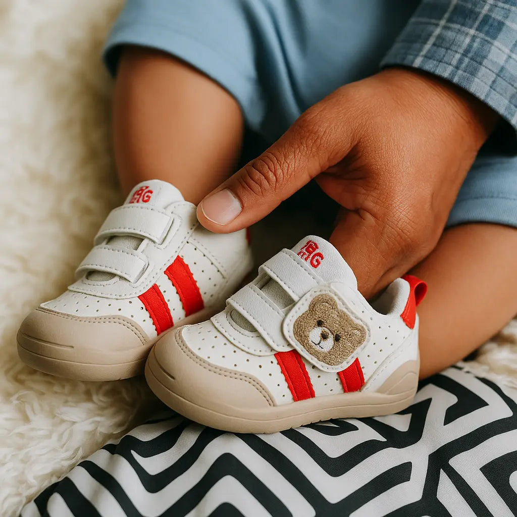 Chaussure Bébé pour Marcher SoftNest – Coton Bio, Semelle Antidérapante, Velcro, 0-24 Mois | TrioNest™ Mon Adorable Bébé