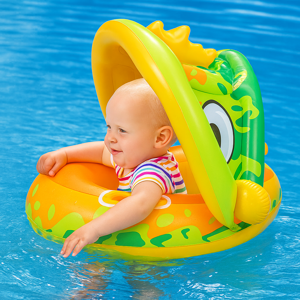 Bouée Bébé à Auvent Gonflable TrioNest™ FLOATOPIA™ | Licorne & Dinosaure | Protection UV | 1-6 Ans mon adorable bebe
