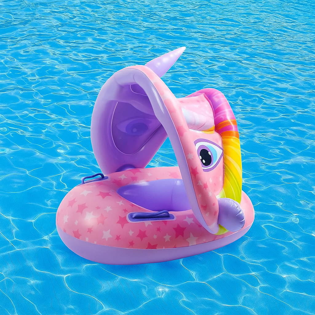 Bouée Bébé à Auvent Gonflable TrioNest™ FLOATOPIA™ | Licorne & Dinosaure | Protection UV | 1-6 Ans mon adorable bebe