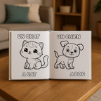 Malbuch PDF Kinder 33 Tiere Zweisprachig Französisch-Englisch – TrioNest™