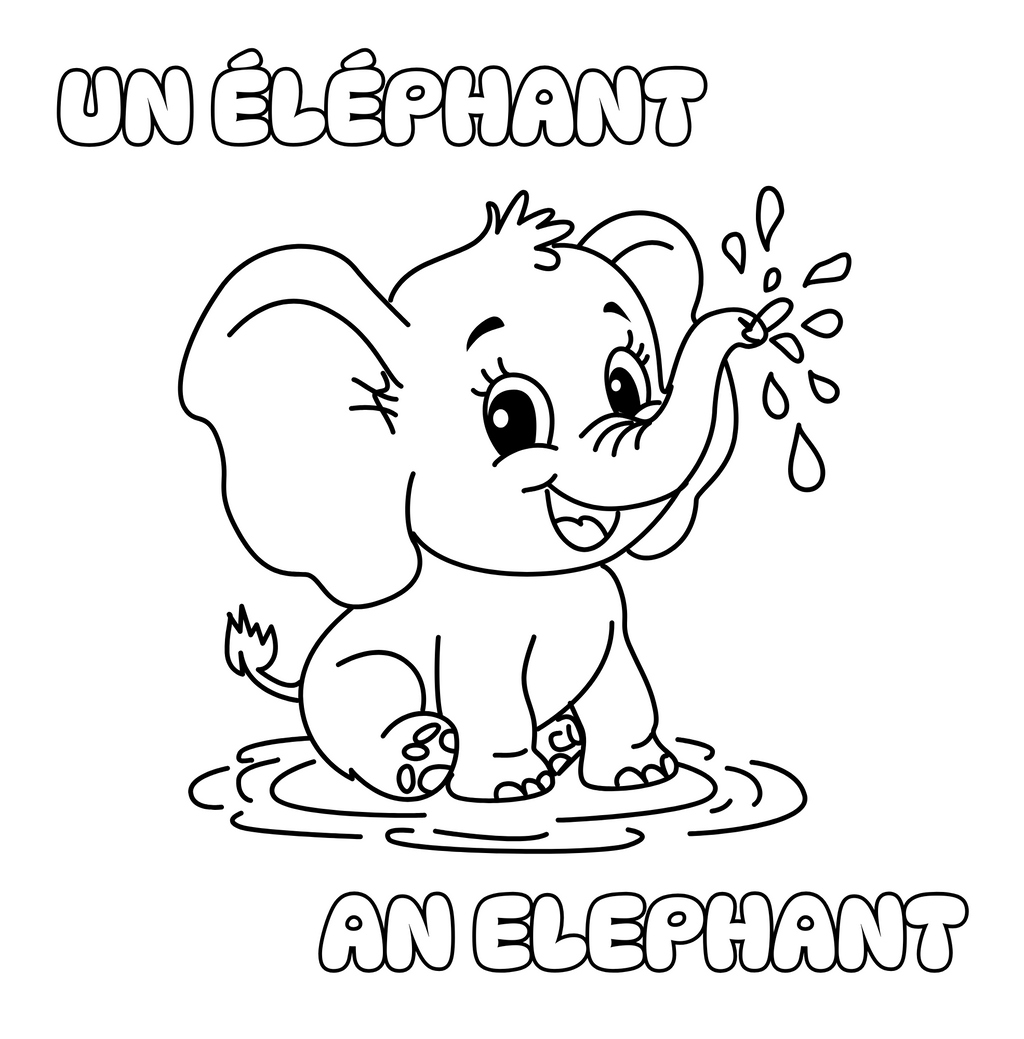 Malbuch PDF Kinder 33 Tiere Zweisprachig Französisch-Englisch – TrioNest™
