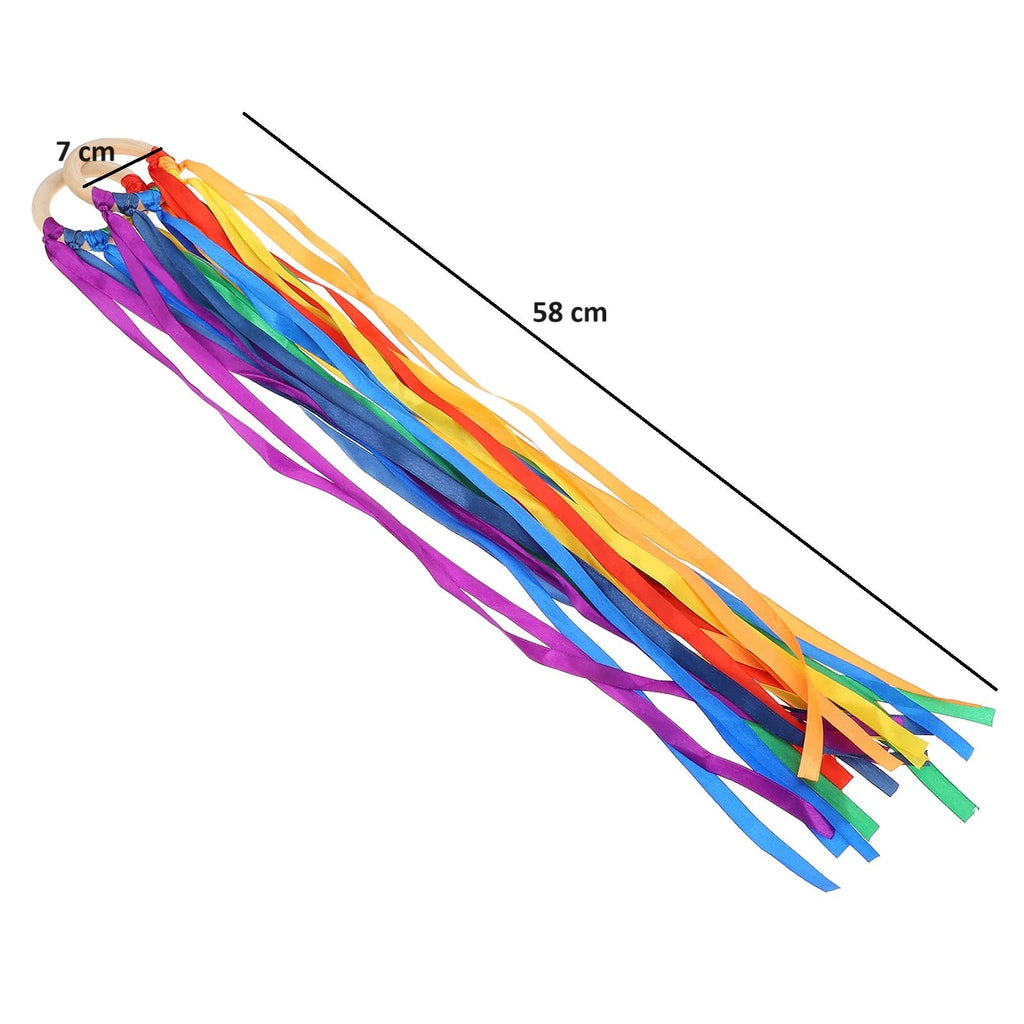 Jouet Anneau À Rubans Multicolore Montessori – Hêtre Non Traité, Éveil Sensoriel, Dentition, +6 Mois | RainbowRing by TrioNest™