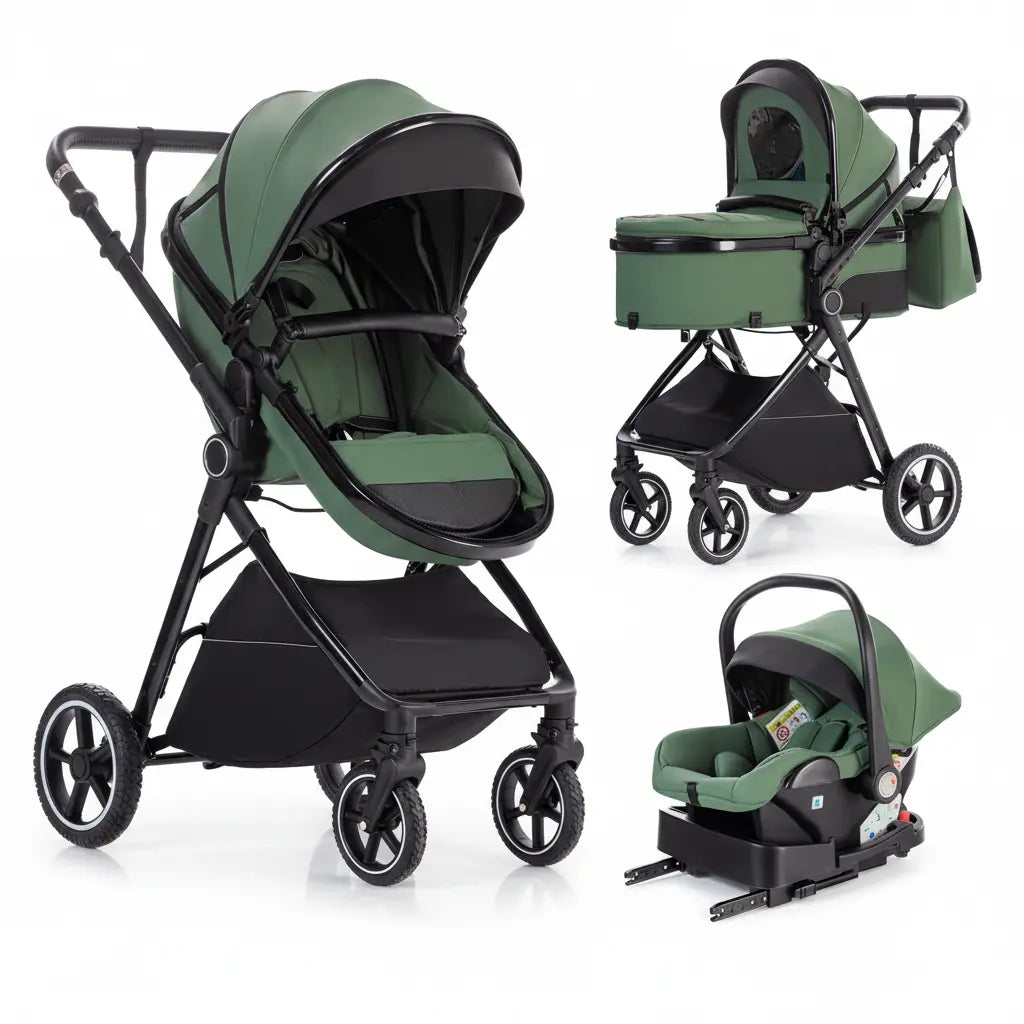 Poussette 3-en-1 avec Base ISOFIX – Nacelle, Siège Auto & Siège Poussette, Cadre Alu, Dès la Naissance | TrioNest™ TrioNest™ Poussette 3 en 1