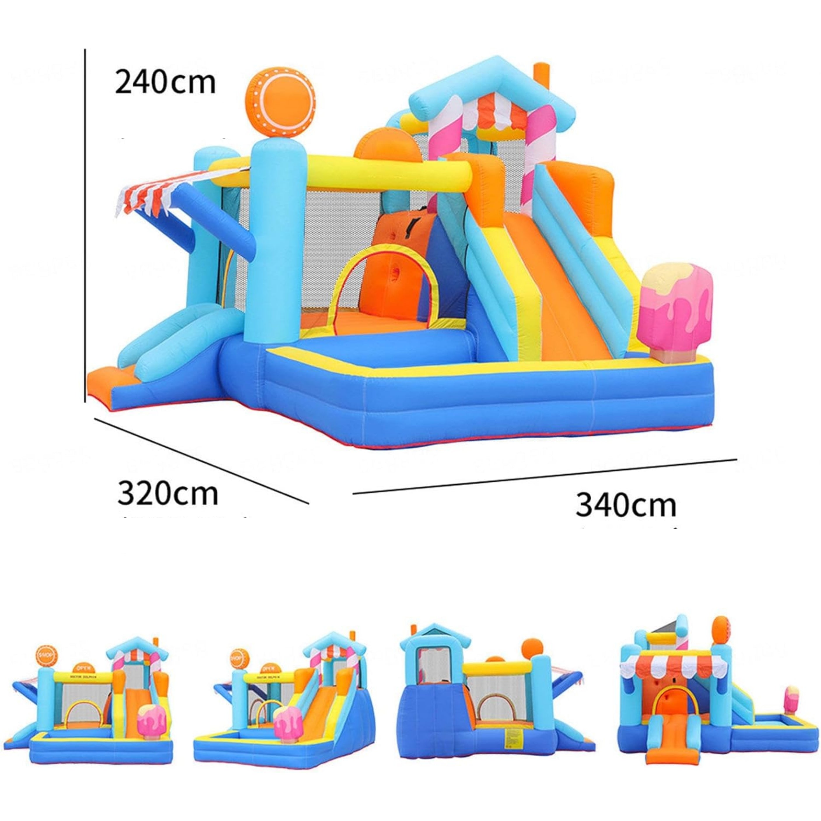 Château Gonflable Enfant 3-6 Ans – Toboggan, Bassin de Balles, PVC Coutures Doubles, Kit Réparation | FunCastle by TrioNest™ Mon Adorable Bébé