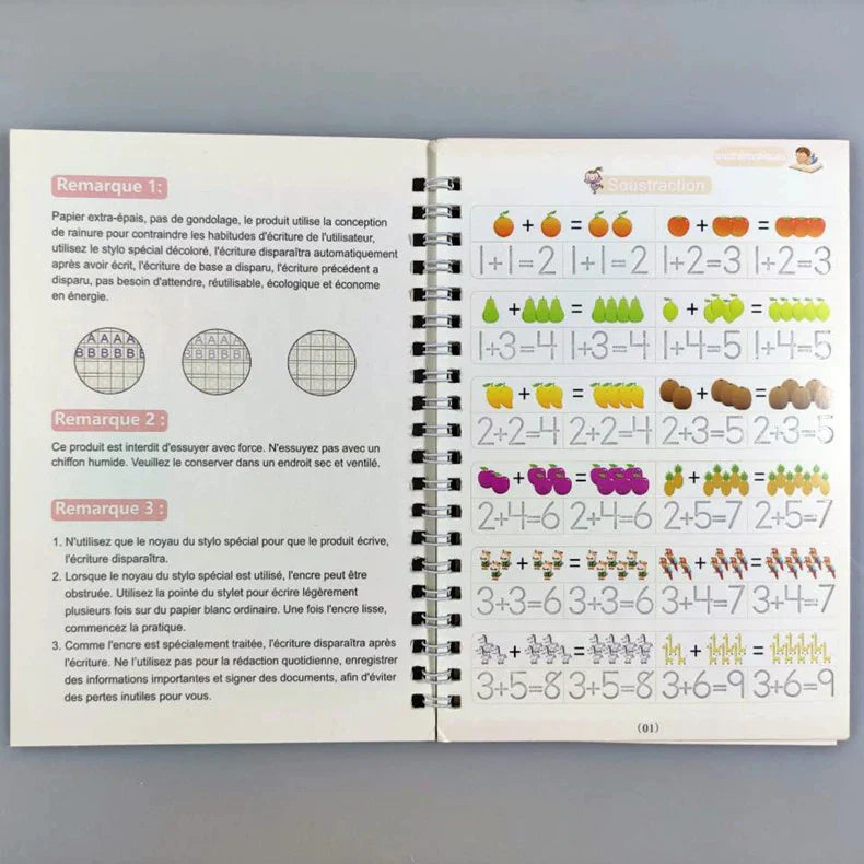 Cahier d'Écriture Magique Réutilisable MagicWrite – 4 Cahiers, Stylo Encre Magique | TrioNest™ mon adorable bebe