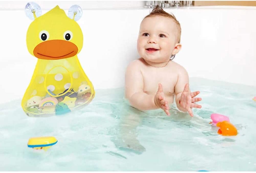 Sac de Rangement Jouets de Bain – Filet Maille, Ventouses, Séchage Rapide, Coton Ventilé, Anti-Bactéries | BathOrga by TrioNest™