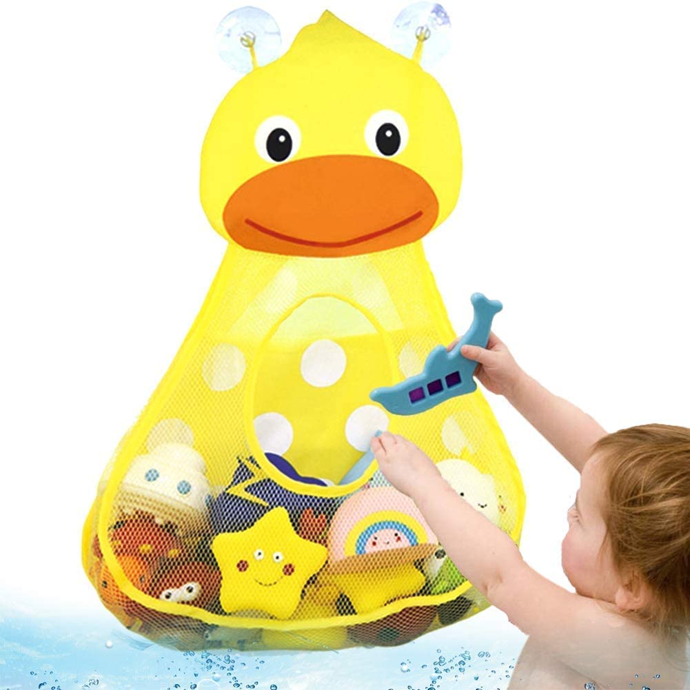 Sac de Rangement Jouets de Bain – Filet Maille, Ventouses, Séchage Rapide, Coton Ventilé, Anti-Bactéries | BathOrga by TrioNest™