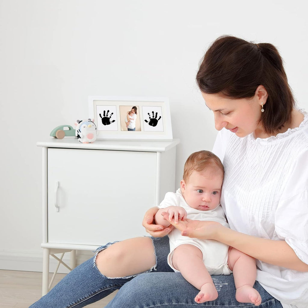 Kit Empreinte Main-Pied Bébé – Sans Contact Encre, 1 Tampon + 2 Cartes, 0-12 Mois | TrioNest™