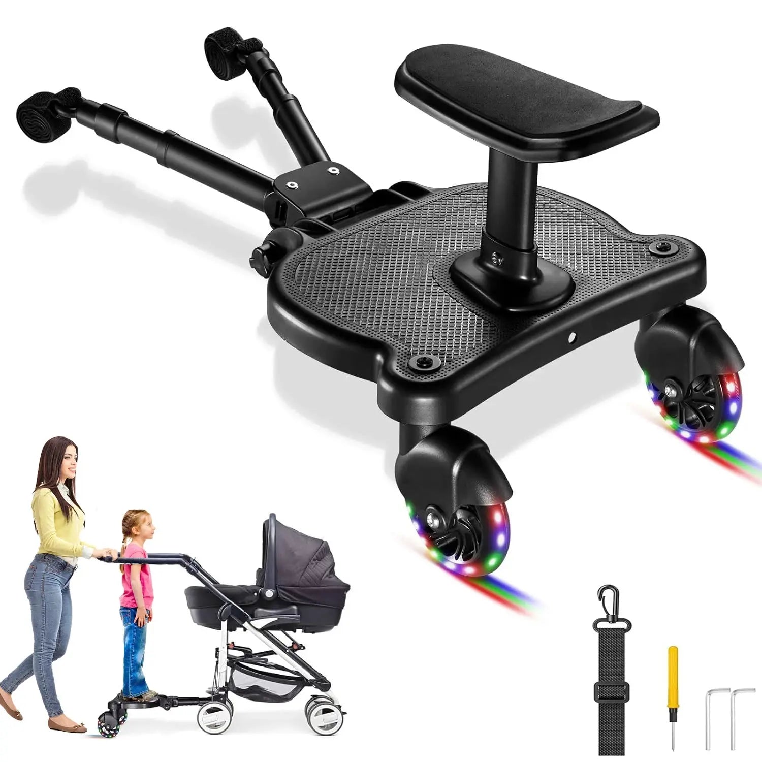 TrioNest™ Planche de Poussette 2-en-1 | Debout & Assis | 25 kg | Compatible 95% Poussettes TrioNest