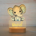 Veilleuse Bébé Personnalisée Motifs Animaux – Hologramme 3D, Socle Bois, USB | TrioNest™