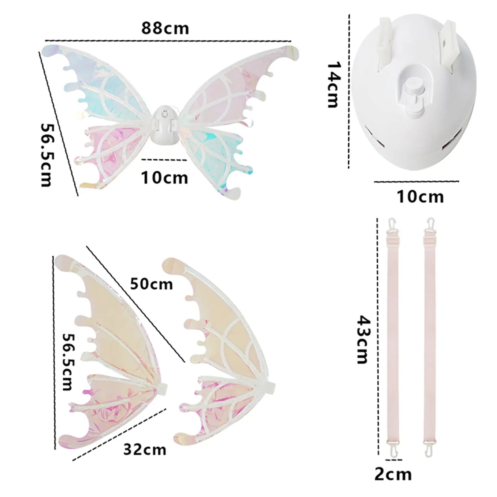 Ailes de Papillon Lumineuses pour Filles – LED, Nylon 88×56,5 cm | TrioNest™ mon adorable bebe