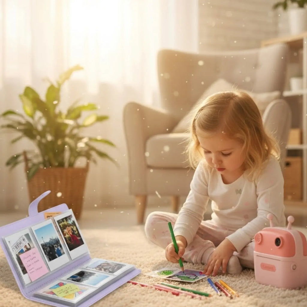 Album Photo Enfant – Cuir PU, 108 Pochettes, Compatible Instax Mini 3 Pouces | TrioNest™ Mon Adorable Bébé