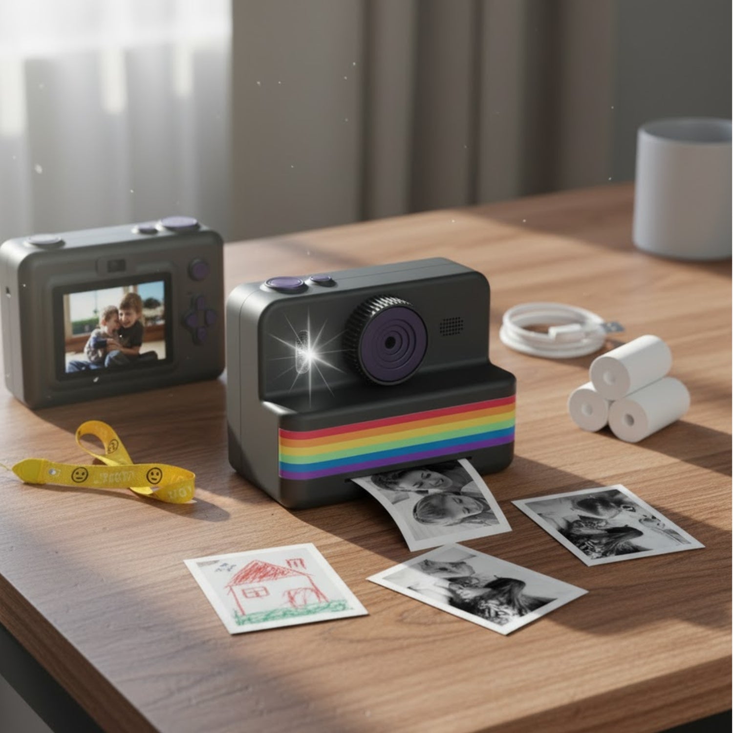 Appareil Photo Enfant 4 Ans PhotoNest – Thermique Sans Encre, IPS 2,8", 1500 mAh, 3 Rouleaux | TrioNest™ Mon Adorable Bébé