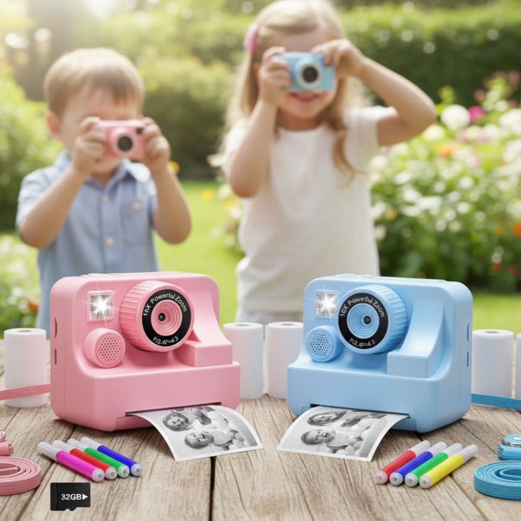 Appareil Photo Enfant 8 Ans ZoomNest – Zoom 16x, Thermique Sans Encre, SD 32 Go, 3-12 Ans | TrioNest™ Mon Adorable Bébé