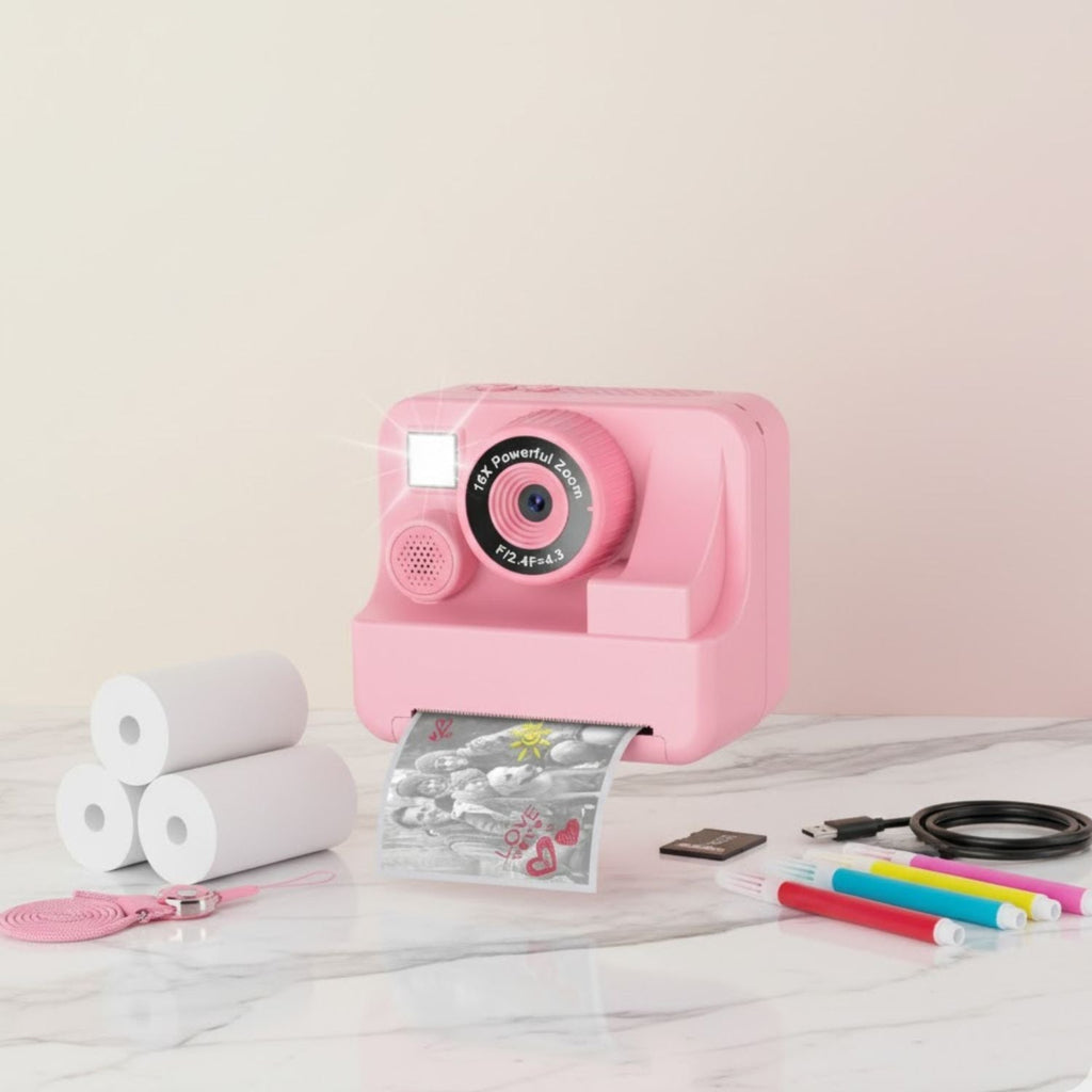 Appareil Photo Enfant Instantané QuickNest – Thermique Sans Encre, Zoom 6x, 1080p, Dès 3 Ans | TrioNest™ Mon Adorable Bébé