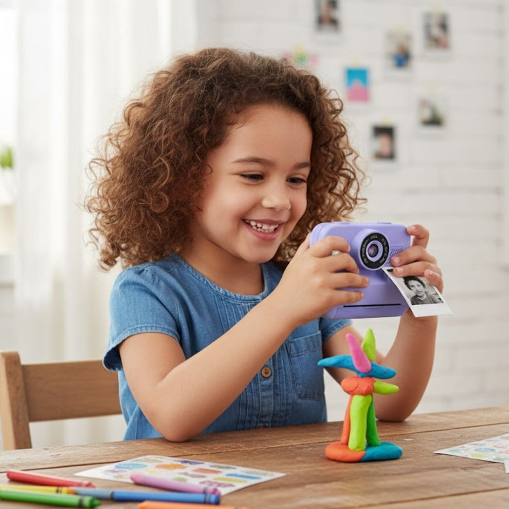 Appareil Photo Instantané Enfant FlashNest – 48 MP, 1080p, Impression Thermique, SD 32 Go | TrioNest™ Mon Adorable Bébé