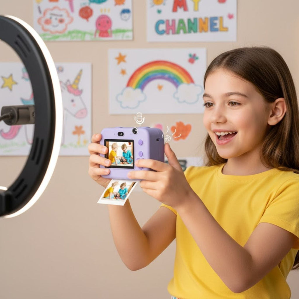 Appareil Photo Instantané Enfant FlashNest – 48 MP, 1080p, Impression Thermique, SD 32 Go | TrioNest™ Mon Adorable Bébé