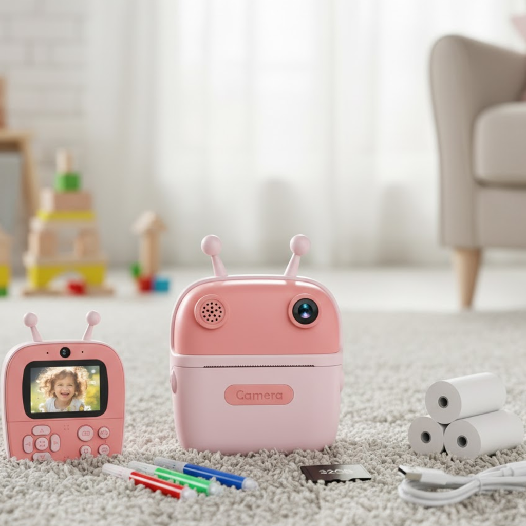 Appareil Photo Numérique Enfant DigiNest – Impression Thermique, 1080p, SD 32 Go, Dès 3 Ans | TrioNest™ Mon Adorable Bébé