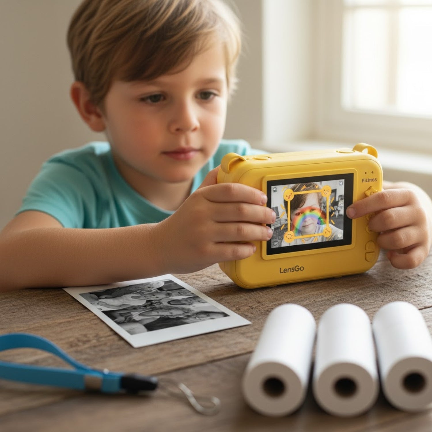 Appareil Photo pour Enfant LensNest – Écran IPS Anti-Lumière Bleue, Impression Thermique, 3-12 Ans | TrioNest™ Mon Adorable Bébé