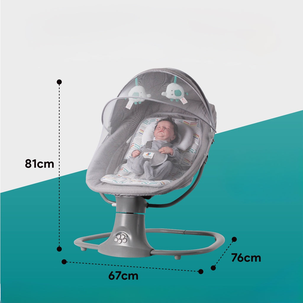 Balancelle Électrique pour Bébé | TrioNest™ – 15 Musiques, Bluetooth, 5 Vitesses, Harnais 5 Points, 3 Coloris mon adorable bebe