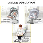 Balancelle Électrique pour Bébé | TrioNest™ – 15 Musiques, Bluetooth, 5 Vitesses, Harnais 5 Points, 3 Coloris mon adorable bebe