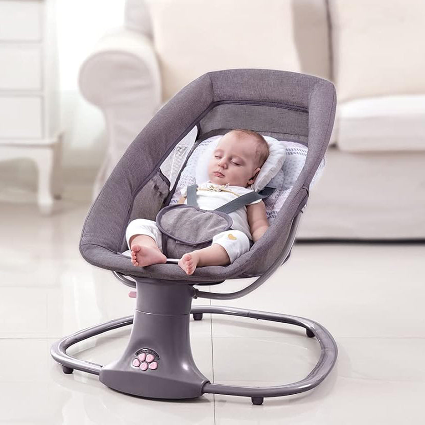 Balancelle Électrique pour Bébé | TrioNest™ – 15 Musiques, Bluetooth, 5 Vitesses, Harnais 5 Points, 3 Coloris mon adorable bebe