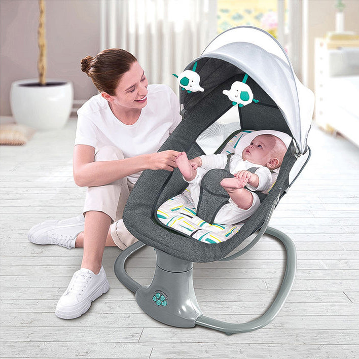 Balancelle Électrique pour Bébé | TrioNest™ – 15 Musiques, Bluetooth, 5 Vitesses, Harnais 5 Points, 3 Coloris mon adorable bebe