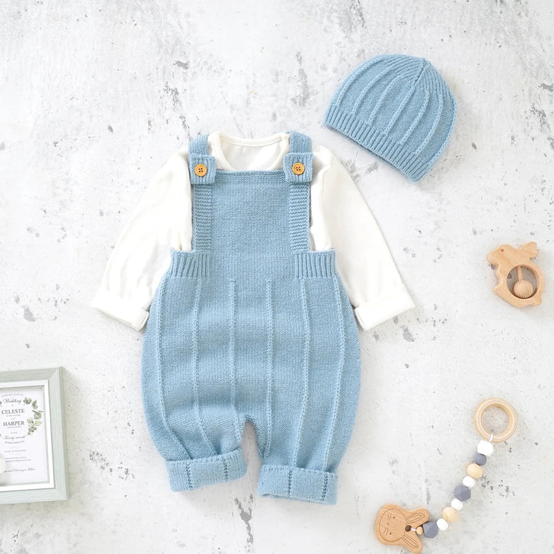 Barboteuse Bébé À Bretelles – Tricot Fibres Naturelles, Thermorégulation, Coupe Ergonomique, Lavable Machine | NaturalStrap by TrioNest™ Mon Adorable Bébé