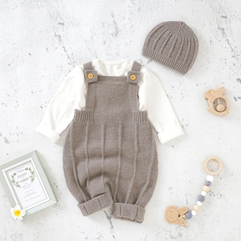 Barboteuse Bébé À Bretelles – Tricot Fibres Naturelles, Thermorégulation, Coupe Ergonomique, Lavable Machine | NaturalStrap by TrioNest™ Mon Adorable Bébé