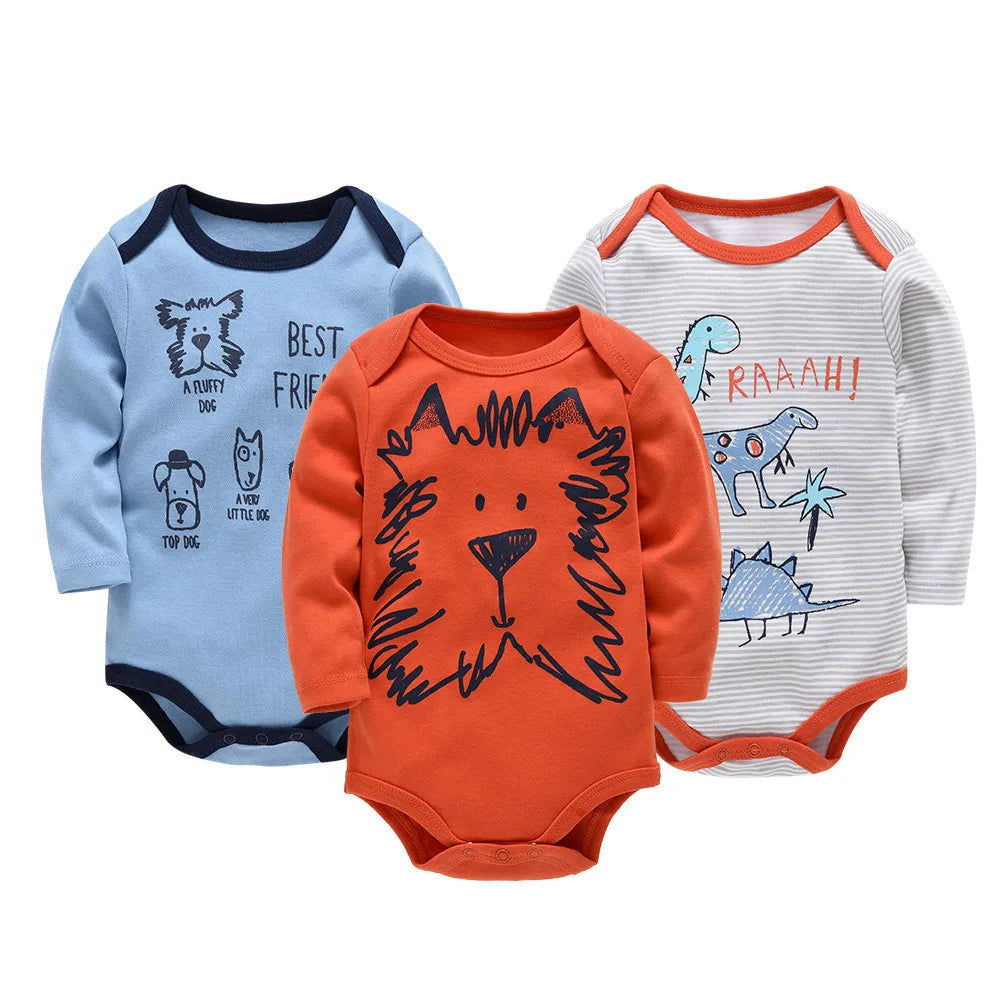 Barboteuse Bébé Manches Longues Pack de 3 – 100% Coton, Unisexe, Anti-Irritations, Éco-Responsable | CottonPack3 by TrioNest™ Mon Adorable Bébé