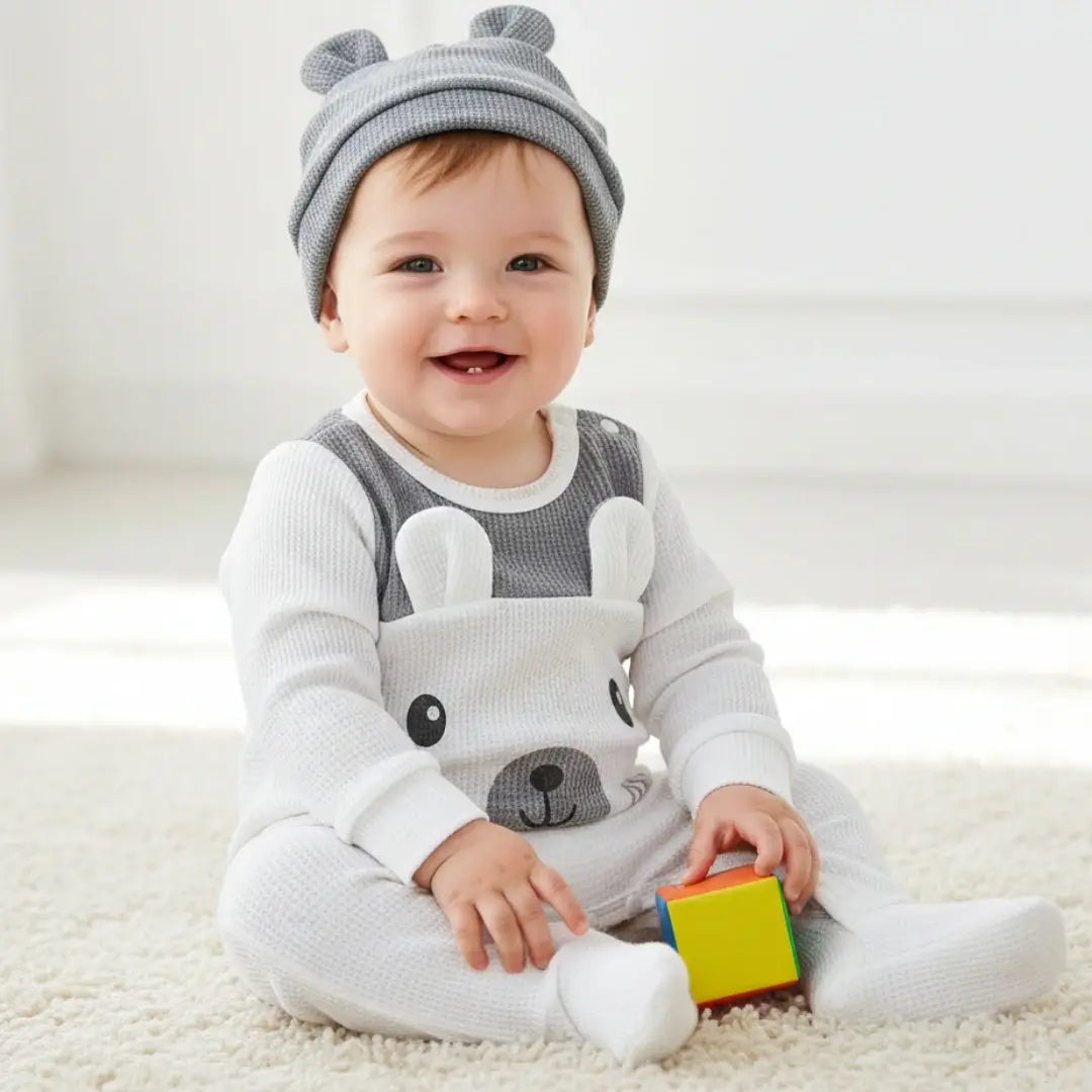 Barboteuse Bébé À Oreilles d'Ours – Boutons-Pression, Coupe Ergonomique, Lavable Machine, Cadeau Naissance | BearEars by TrioNest™ Mon Adorable Bébé