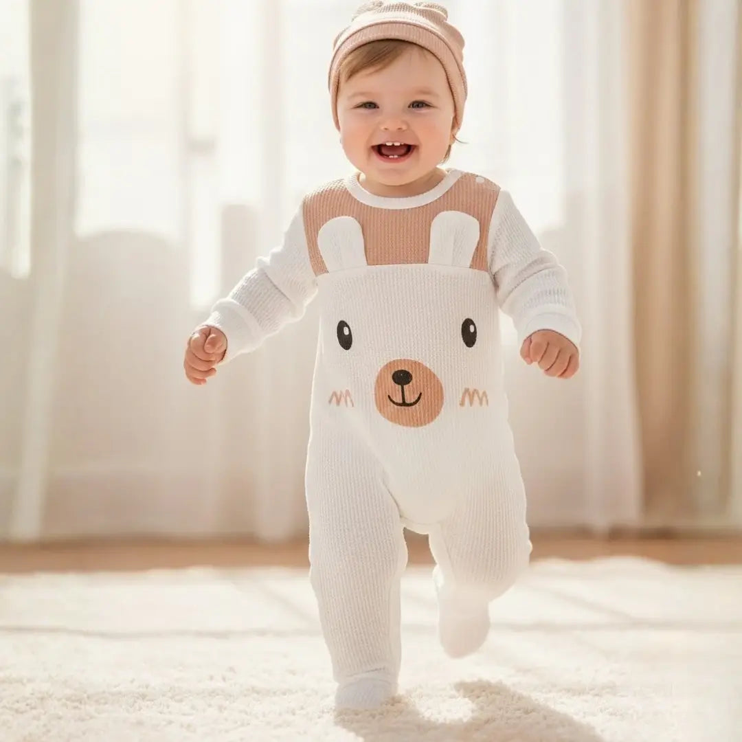 Barboteuse Bébé À Oreilles d'Ours – Boutons-Pression, Coupe Ergonomique, Lavable Machine, Cadeau Naissance | BearEars by TrioNest™ Mon Adorable Bébé