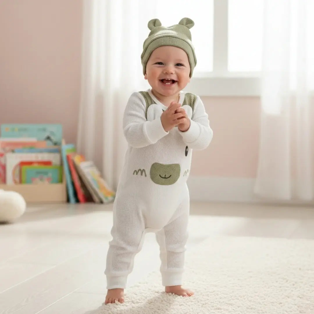 Barboteuse Bébé À Oreilles d'Ours – Boutons-Pression, Coupe Ergonomique, Lavable Machine, Cadeau Naissance | BearEars by TrioNest™ Mon Adorable Bébé