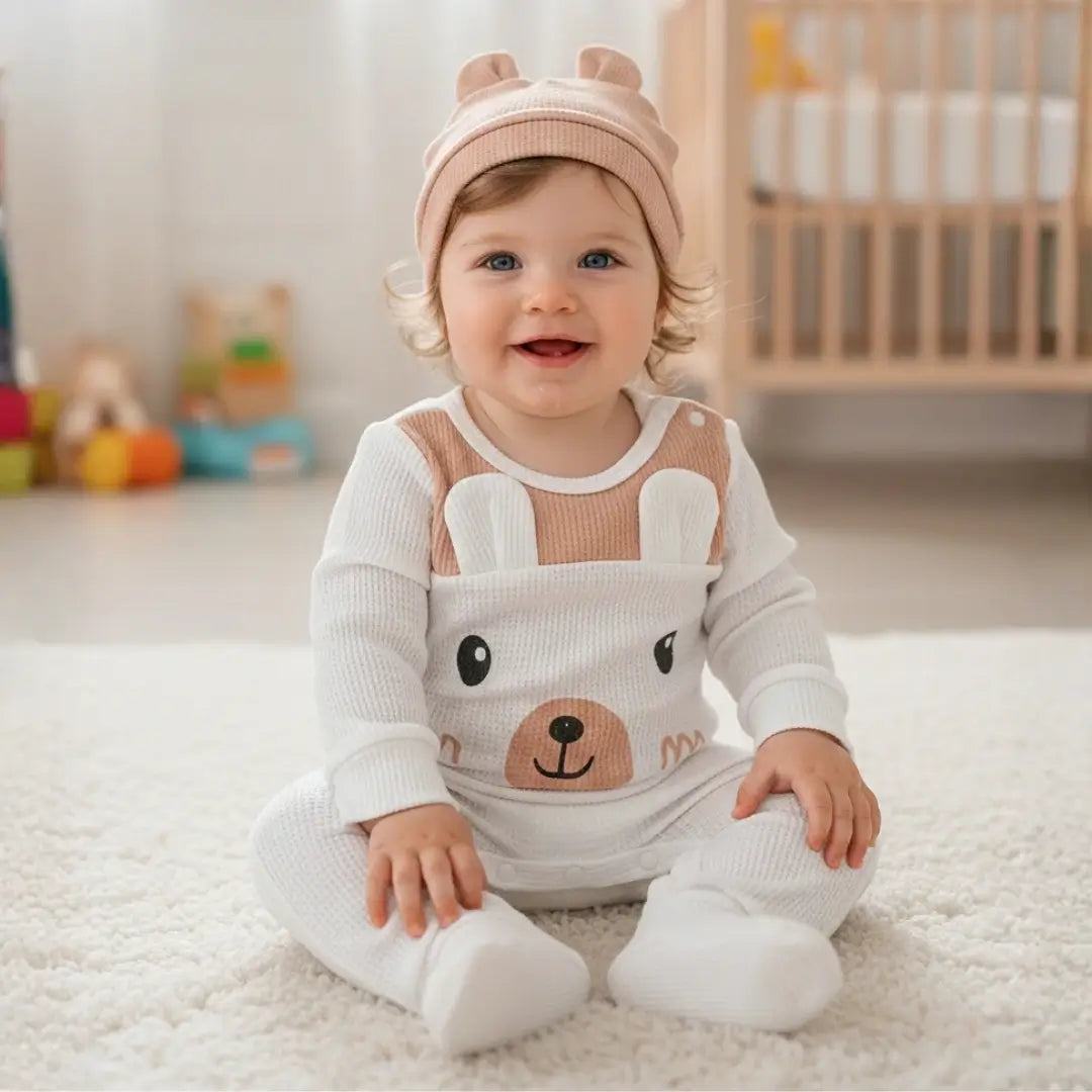 Barboteuse Bébé À Oreilles d'Ours – Boutons-Pression, Coupe Ergonomique, Lavable Machine, Cadeau Naissance | BearEars by TrioNest™ Mon Adorable Bébé