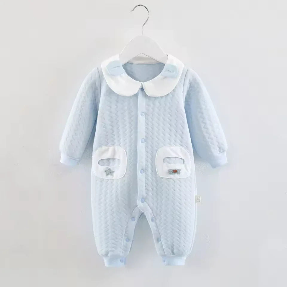 Barboteuse Bébé Coton Épais 3 Couches – Sécurité Classe A, Manches Longues, Pressions, Automne & Hiver | ThickCotton3L by TrioNest™ Mon Adorable Bébé