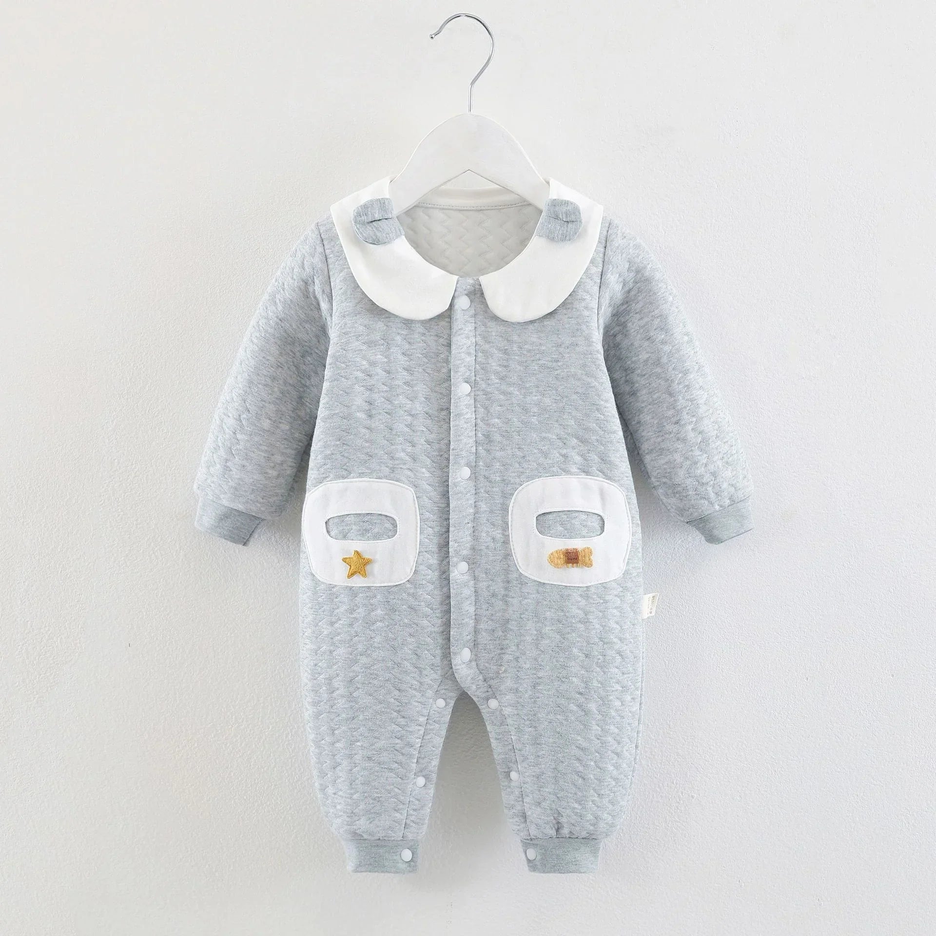Barboteuse Bébé Coton Épais 3 Couches – Sécurité Classe A, Manches Longues, Pressions, Automne & Hiver | ThickCotton3L by TrioNest™ Mon Adorable Bébé