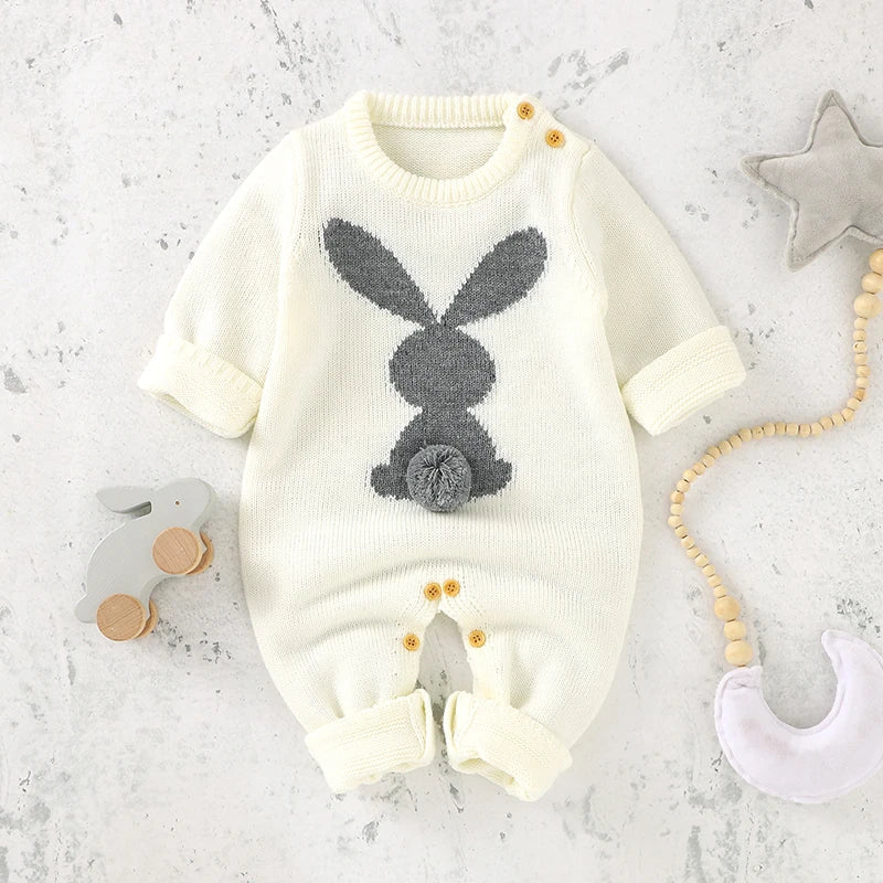 Barboteuse Bébé Lapin LapinouNest™ – Motif Lapin Boutons-Pression Coton Doux 0-18 Mois 3 Couleurs | TrioNest™ Mon Adorable Bébé