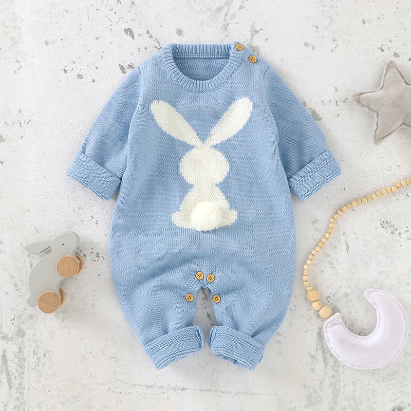 Barboteuse Bébé Lapin LapinouNest™ – Motif Lapin Boutons-Pression Coton Doux 0-18 Mois 3 Couleurs | TrioNest™ 