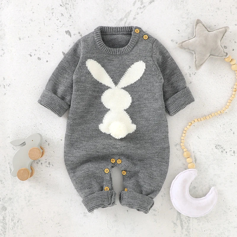 Barboteuse Bébé Lapin LapinouNest™ – Motif Lapin Boutons-Pression Coton Doux 0-18 Mois 3 Couleurs | TrioNest™ Mon Adorable Bébé