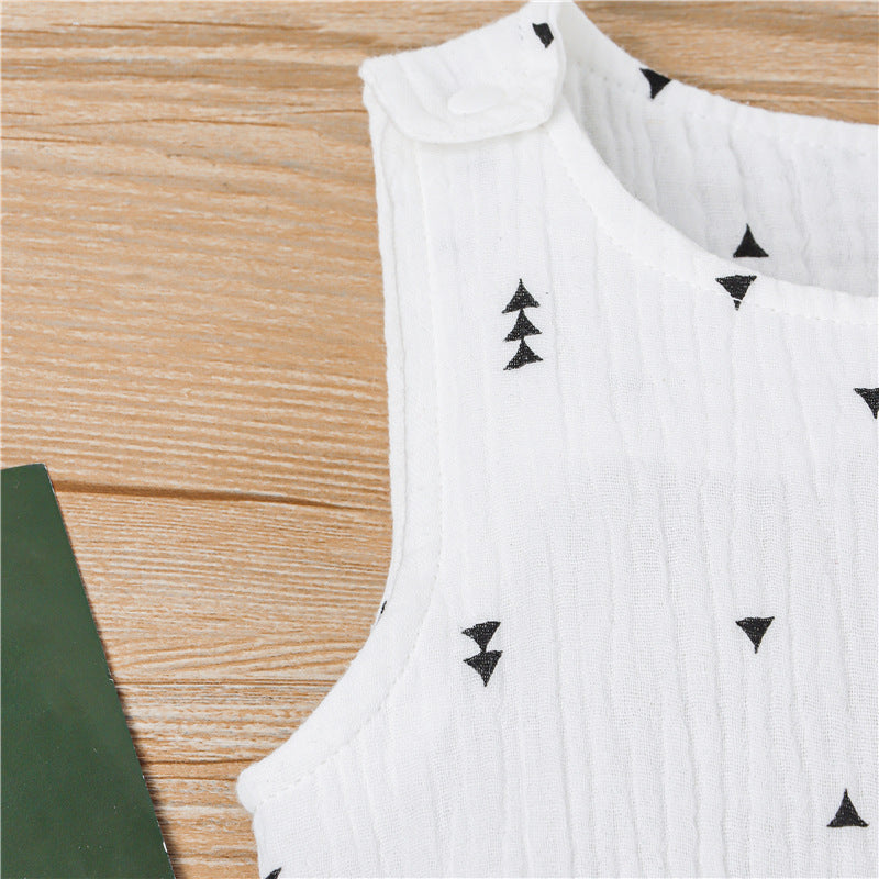 Barboteuse Bébé Sans Manches à Motifs – Coton & Lin, Fermeture Pression, 0-24 Mois, Cadeau Naissance | PrintSnap by TrioNest™ mon adorable bebe