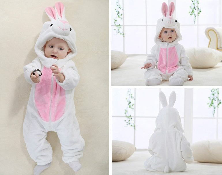 Barboteuse Bébé À Capuche Motifs Animaux – ONE-ZIP Double Curseur, Coton PP, Automne/Hiver/Printemps | AnimalHood by TrioNest™ mon adorable bebe